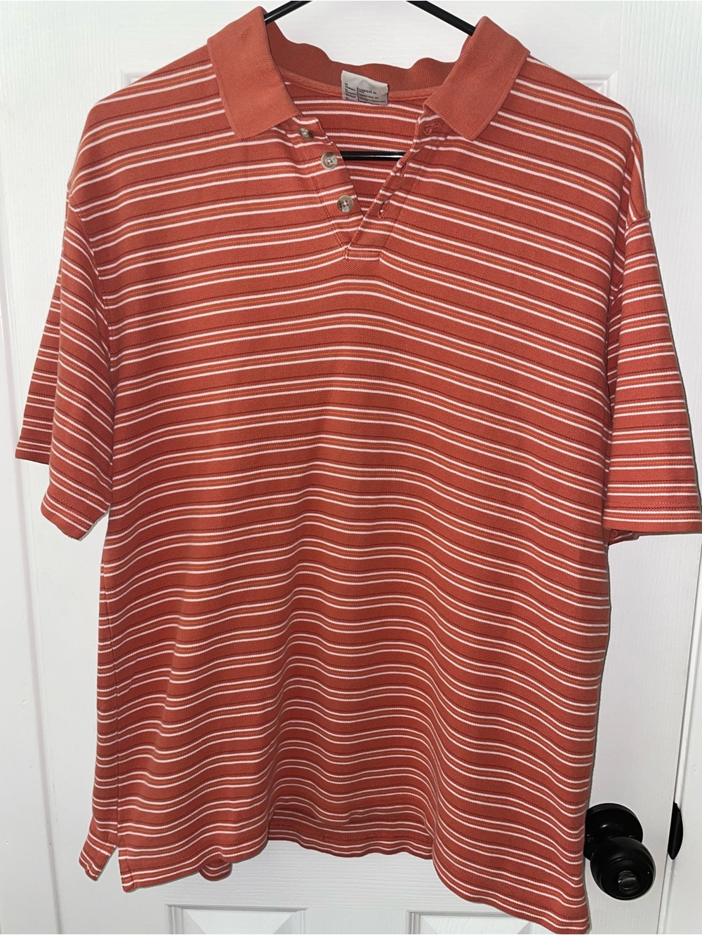 Columbia Rust and White Striped Polo